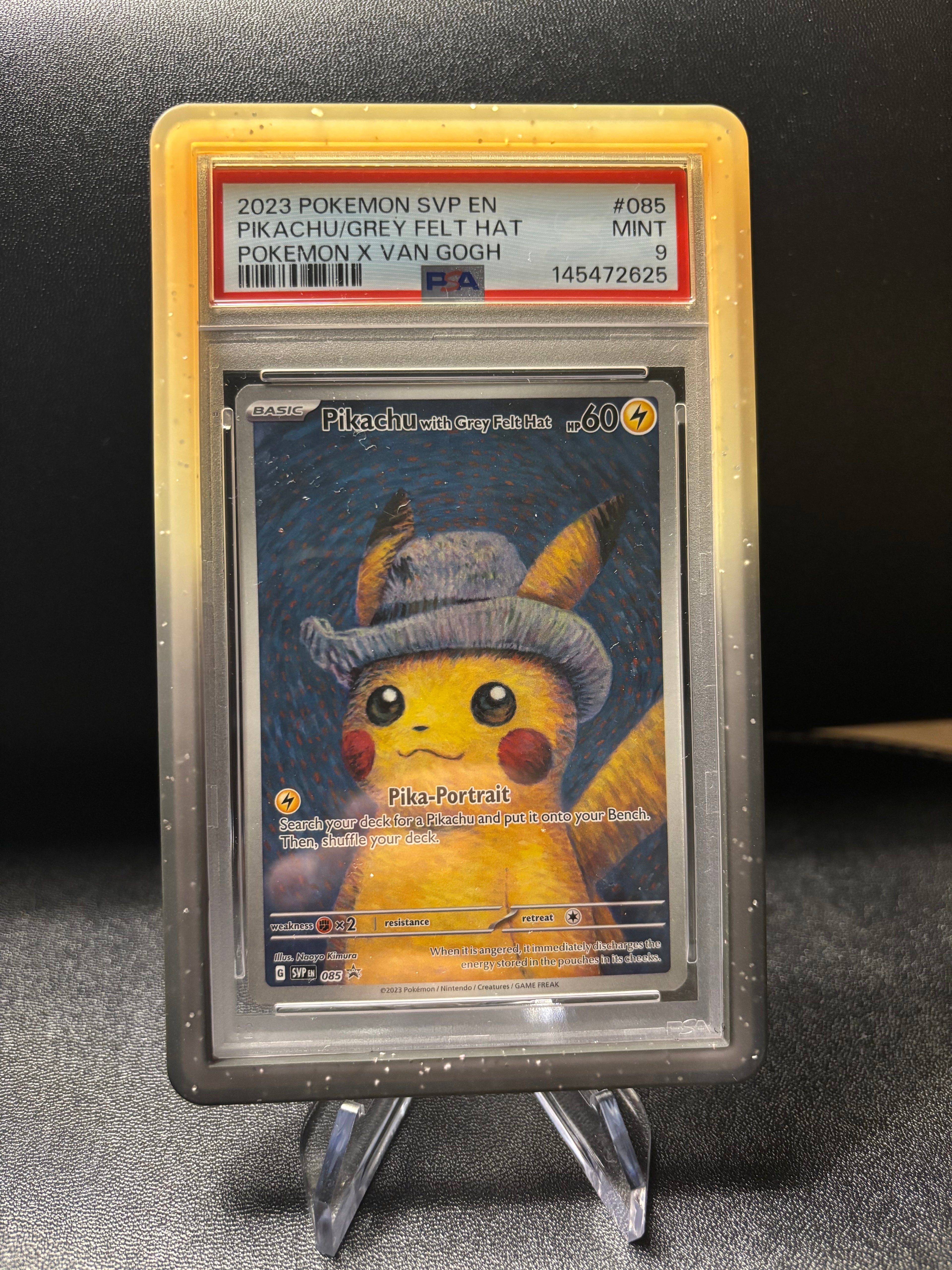 Pikachu with grey felt hat #085 psa 9
